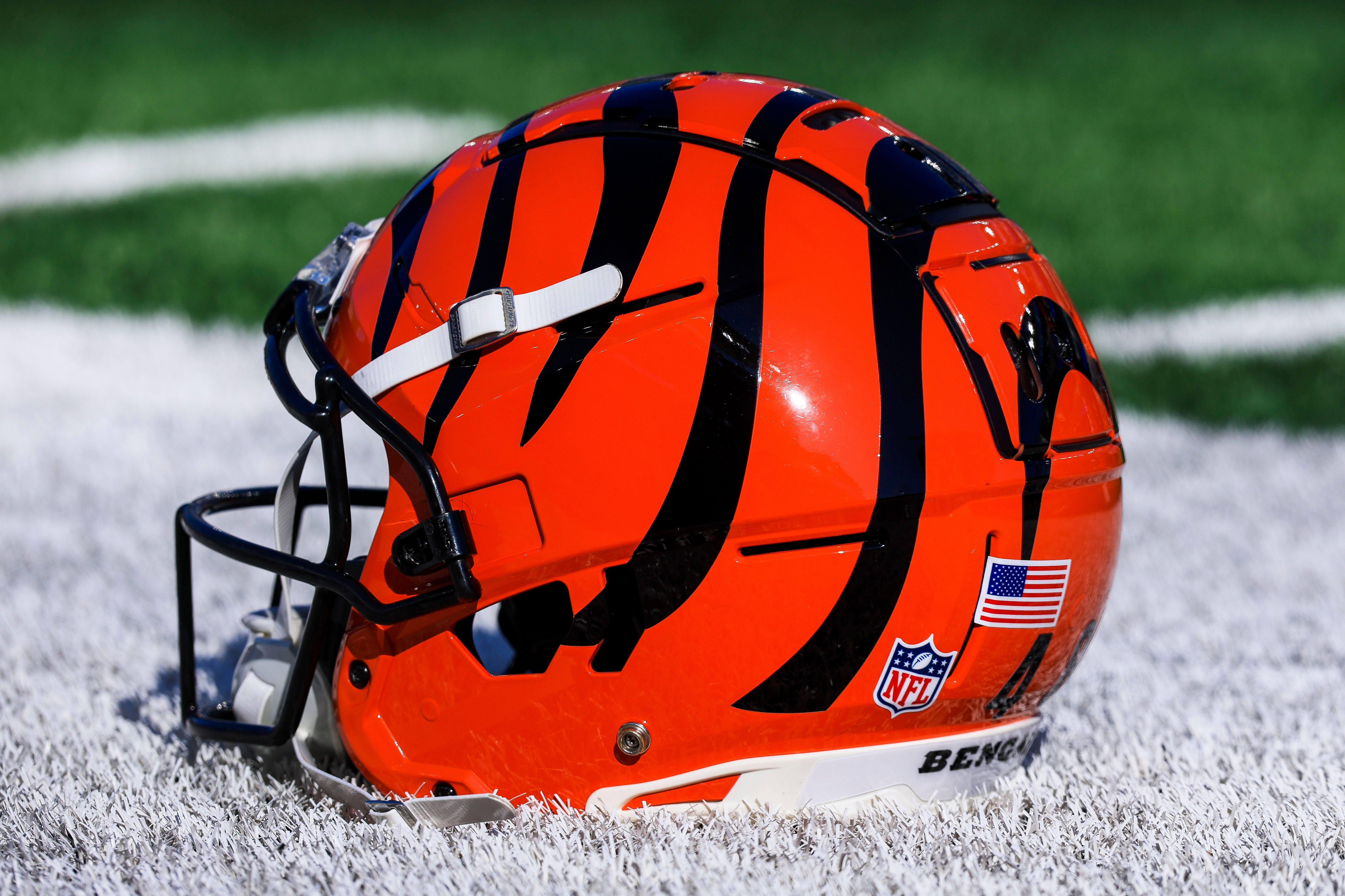 Bengals helmet. Credit: Katie Stratman-Imagn Images