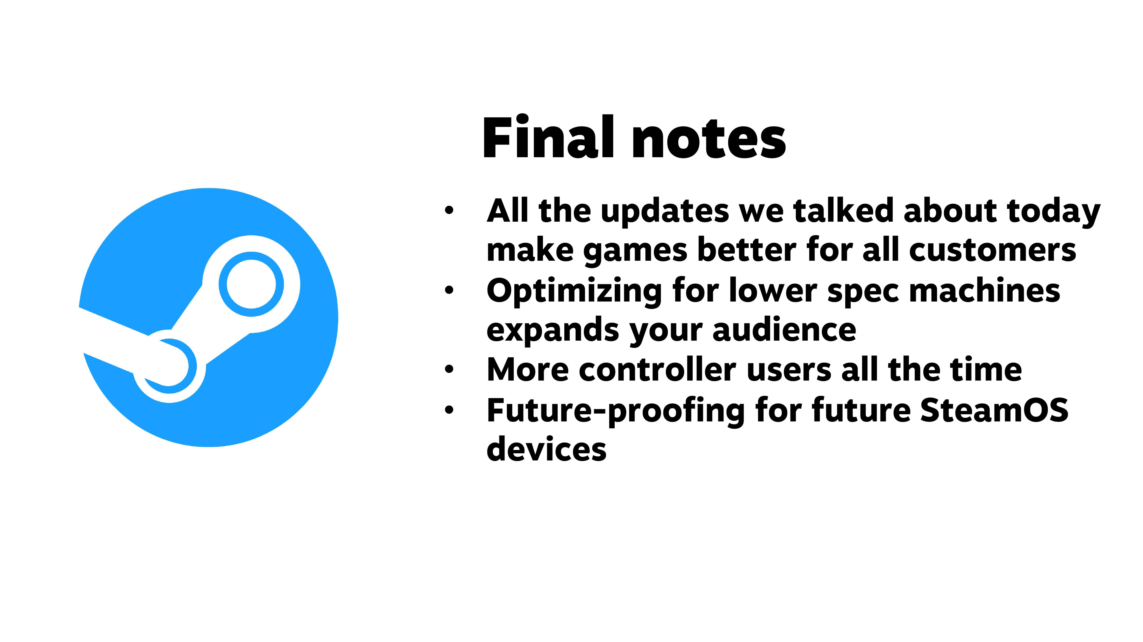 Presentation slide from Valve's Steam Hardware Talk at GDC 2026