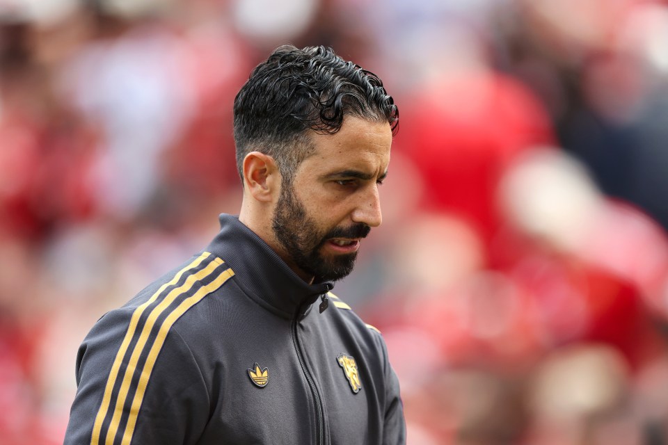 MANCHESTER, ENGLAND - AUGUST 09: Ruben Amorim, Manager of Manchester United looks on during the pre-season friendly match between Manchester United and ACF Fiorentina at Old Trafford on August 09, 2025 in Manchester, England. (Photo by Matt McNulty/Getty Images)