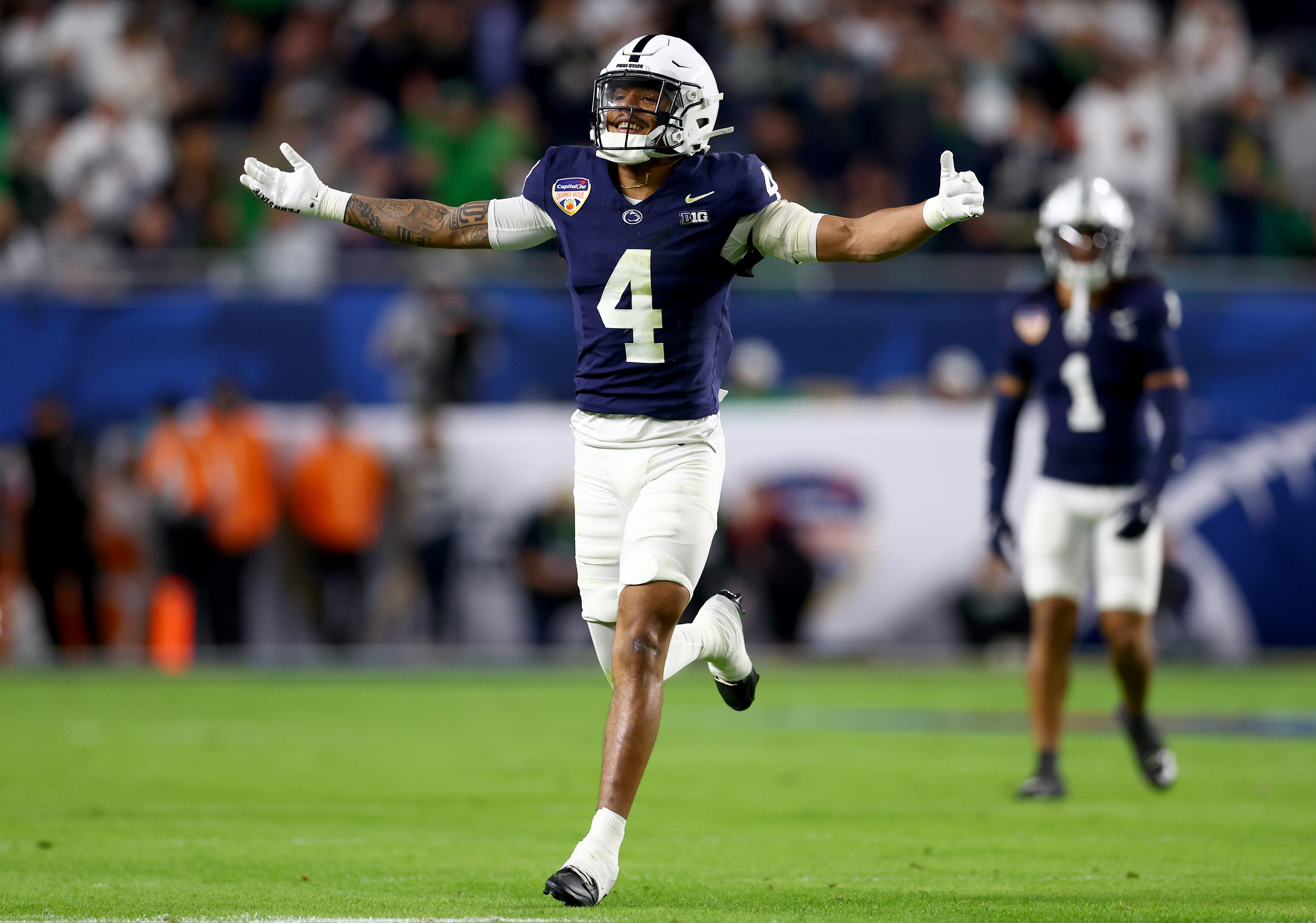A.J. Harris of the Penn State Nittany Lions reacts during the Orange Bowl