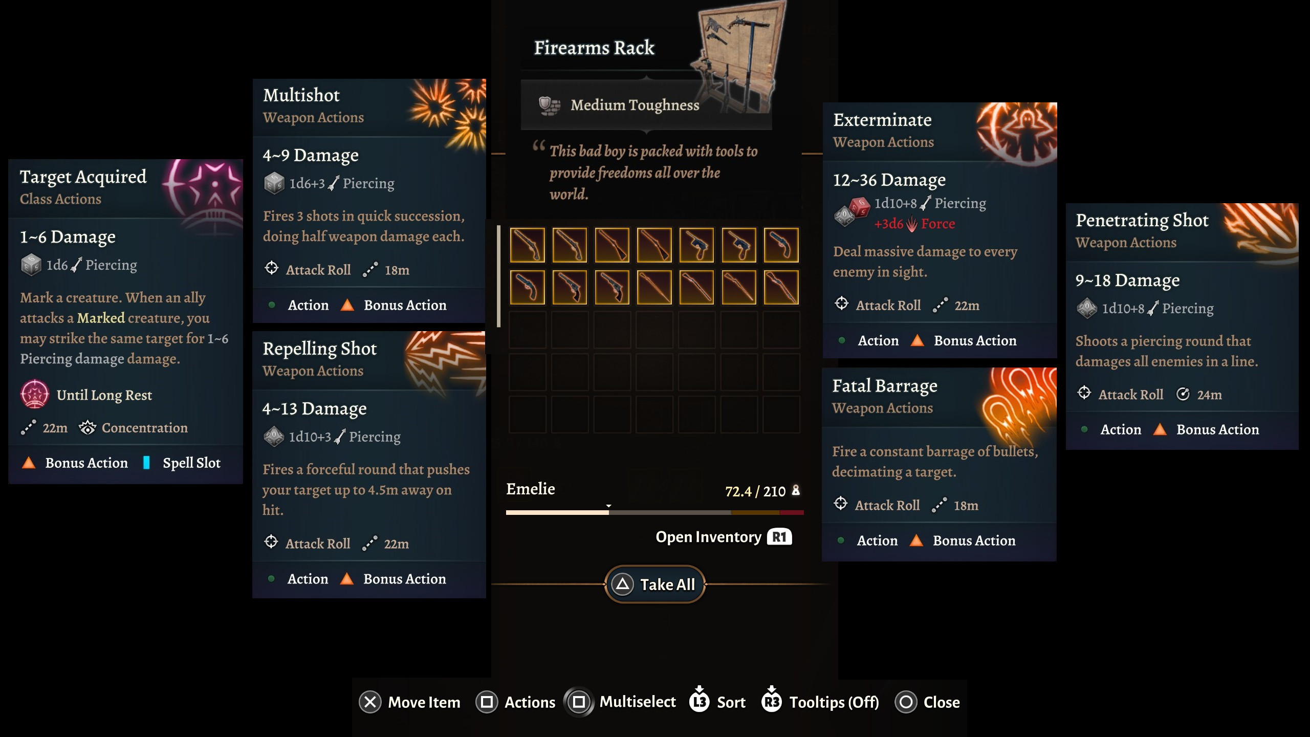 Vintage Firearms Mod for Baldur's Gate 3 image showing some of the unique abilities of the weapons.