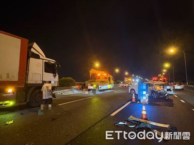 聯結車國1深夜疲勞駕駛「還走內側」　連撞3小車碎片噴滿地