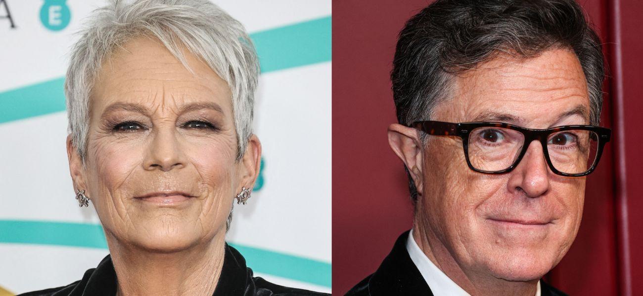 Jamie Lee Curtis (left) Stephen Colbert (right)