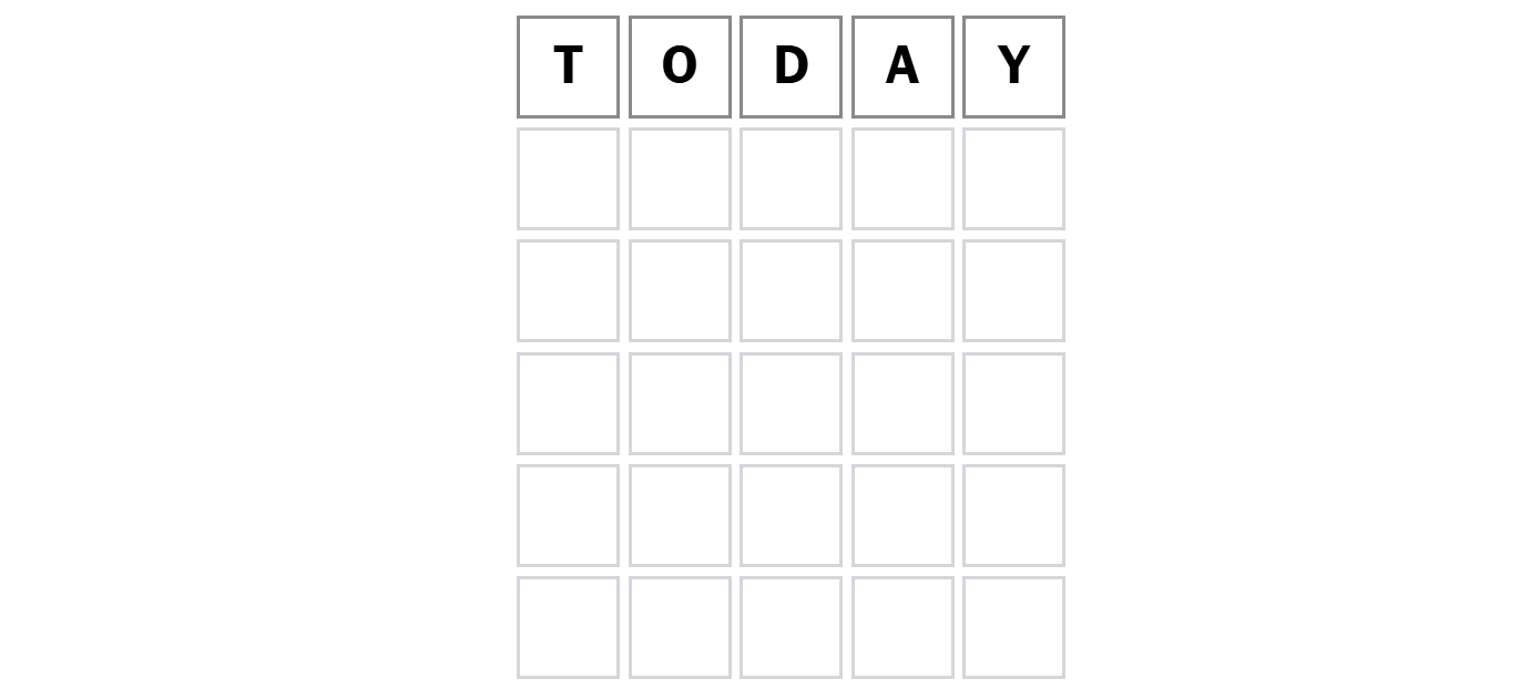Wordle answer boxes with TODAY written in