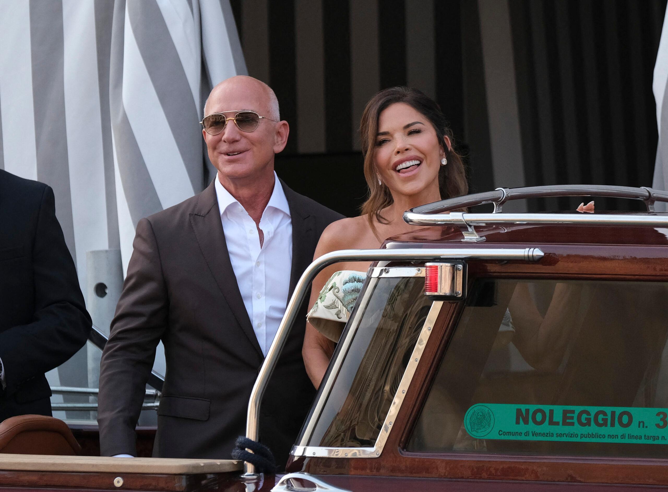 Jeff Bezos and Lauren Sanchez seen leaving their hotel in Venice, the day before their wedding