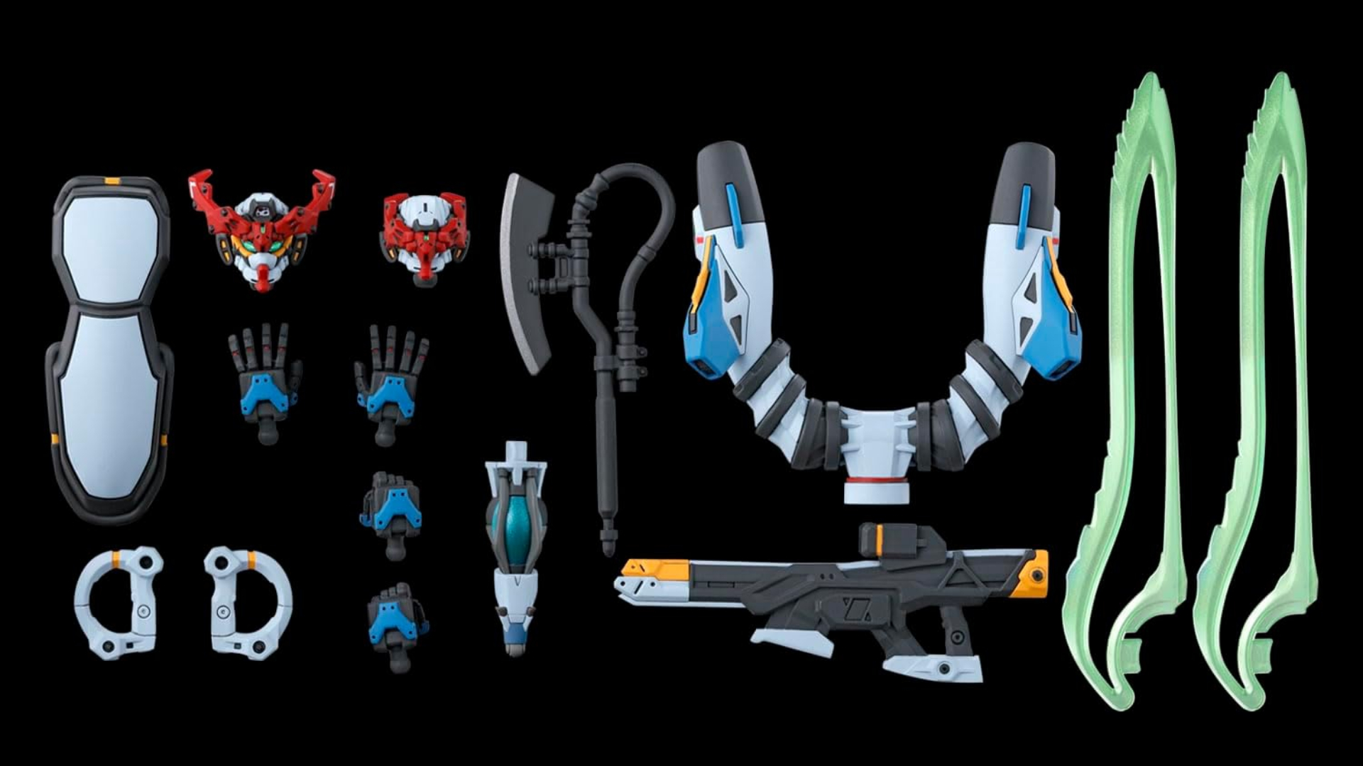 Alternate heads, hands, and weaponry for the HG 1/144 GQuuuuuuX kit.