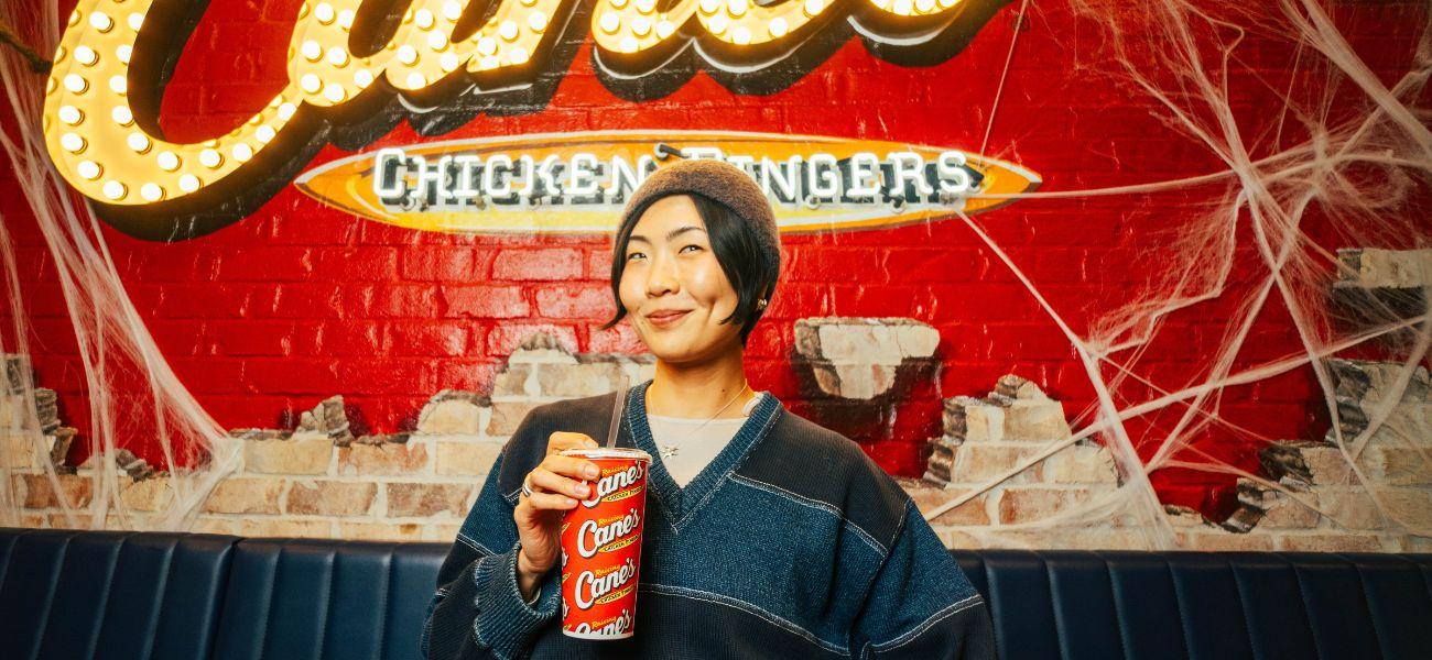 May Hong during a surprise &ldquo;shift&rdquo; at Raising Cane&rsquo;s Times Square Global Flagship