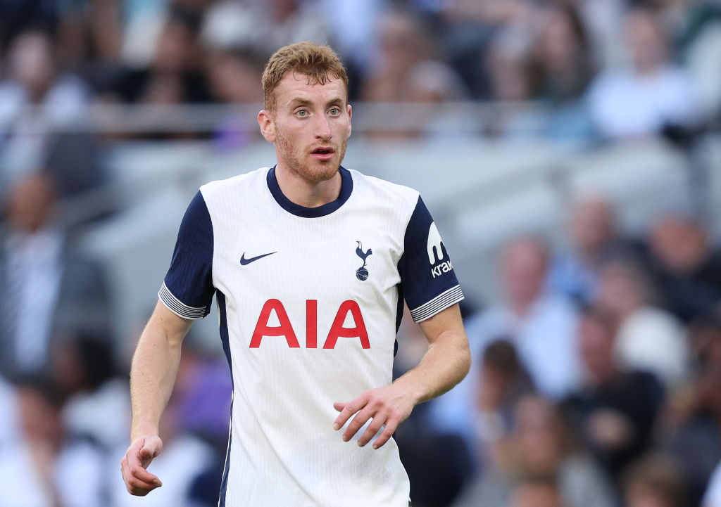 LONDON, ENGLAND - AUGUST 10: Dejan Kulusevski of Tottenham Hotspur in action during the pre-season friendly match between Tottenham Hotspur and Bayern Munich at Tottenham Hotspur Stadium on August 10, 2024 in London, England. (Photo by Warren Little/Getty Images)