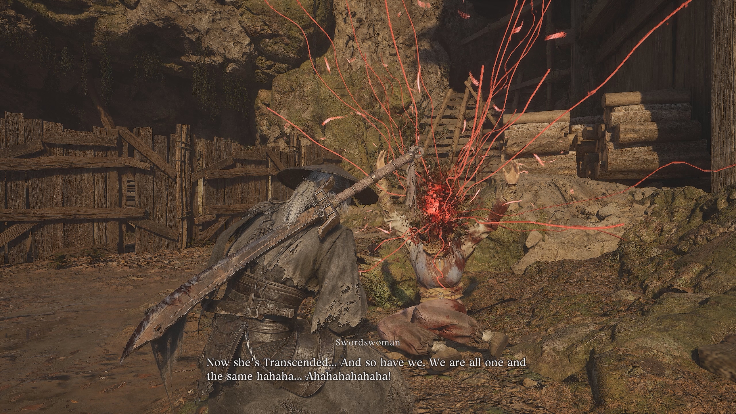 A character's head explodes into red threads in Phantom Blade Zero