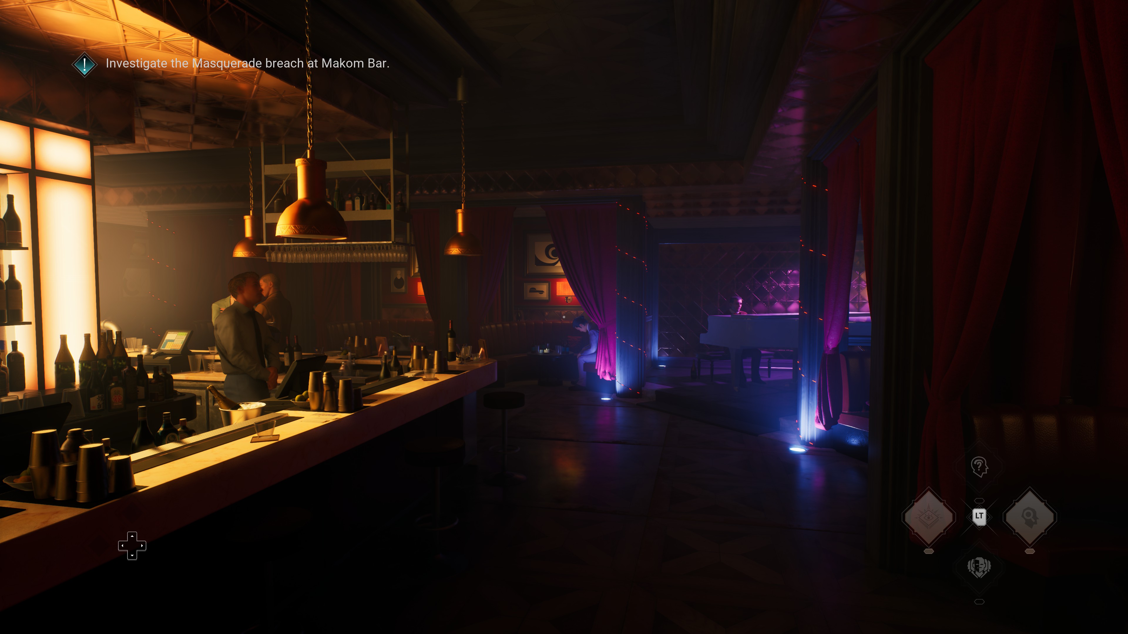 The inside of a swanky bar