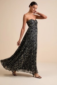 strapless wedding guest dress