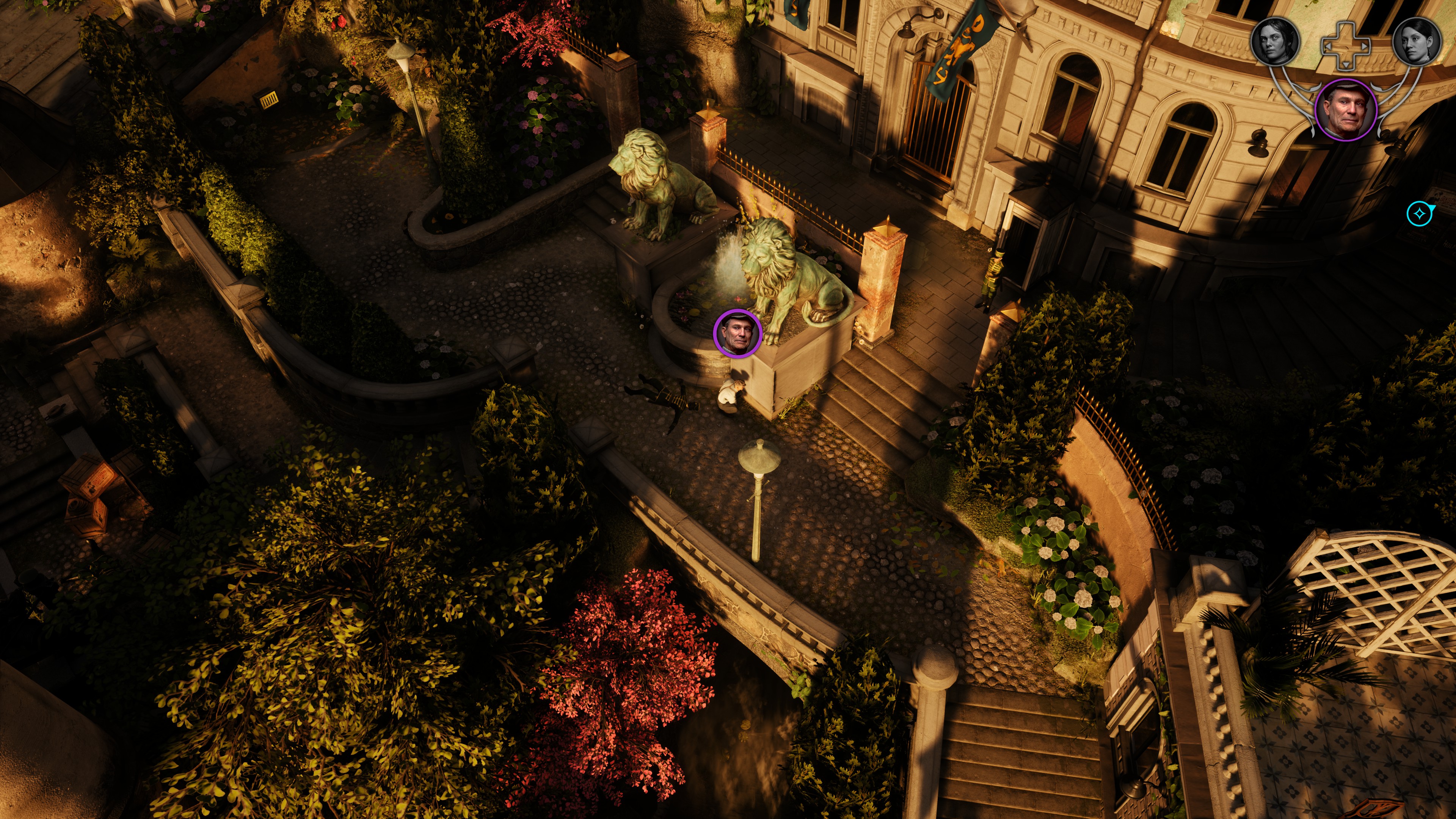 Sneaking through a rich district.