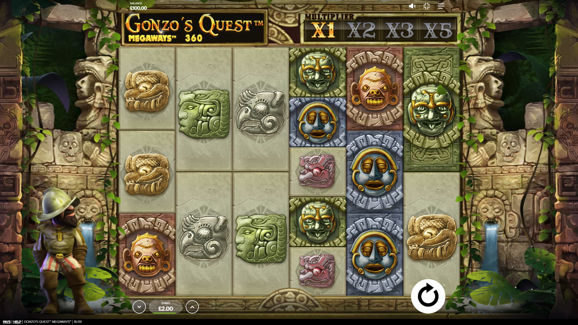 Gonzo's Quest Megaways slot screenshot