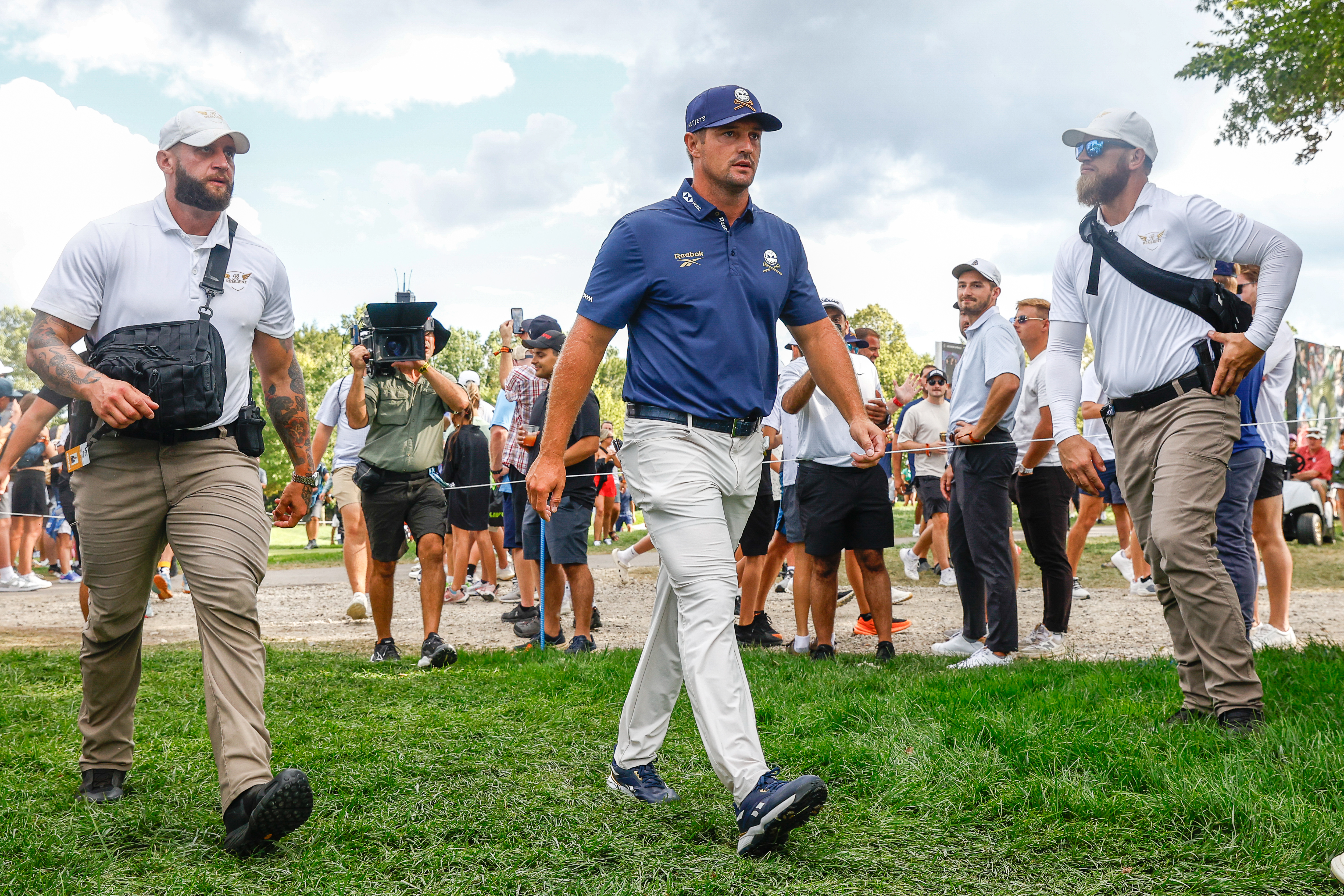 PLYMOUTH, MI - AUGUST 24: Bryson DeChambeau of Crushers GC walks to the 16th tee during Day Three of LIV Michigan at The Cardinal at Saint John's on August 24, 2025 in Plymouth, Michigan. (Photo by Michael Miller/ISI Photos/ISI Photos via Getty Images)