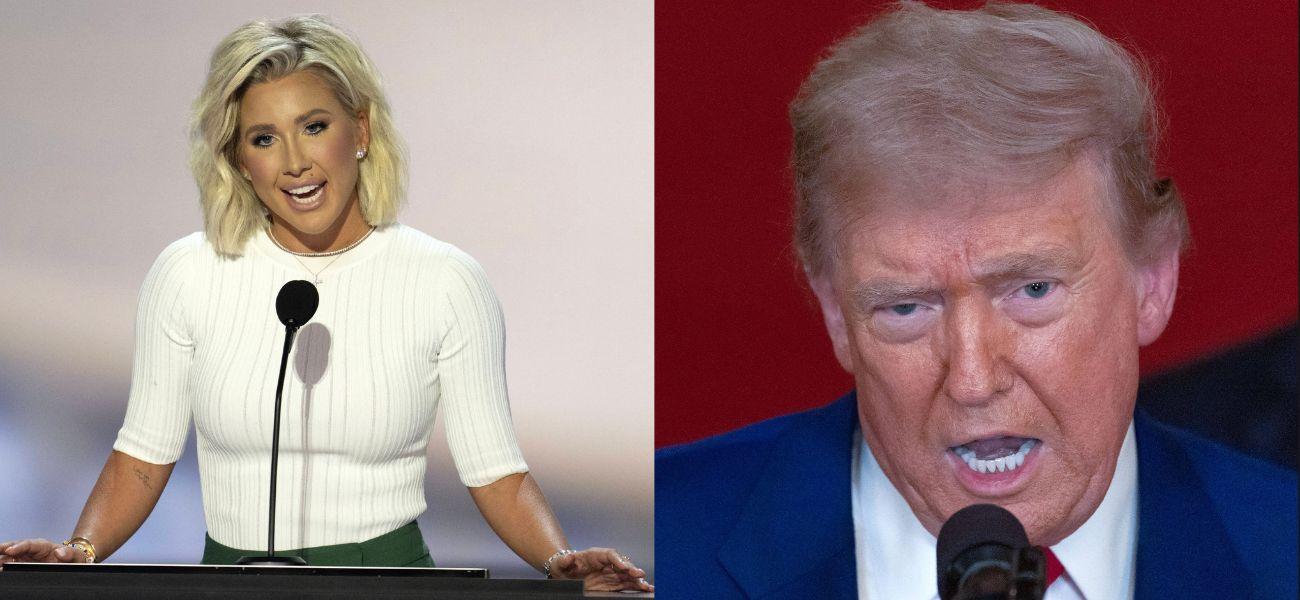 Photo collage of Donald Trump and Savannah Chrisley.