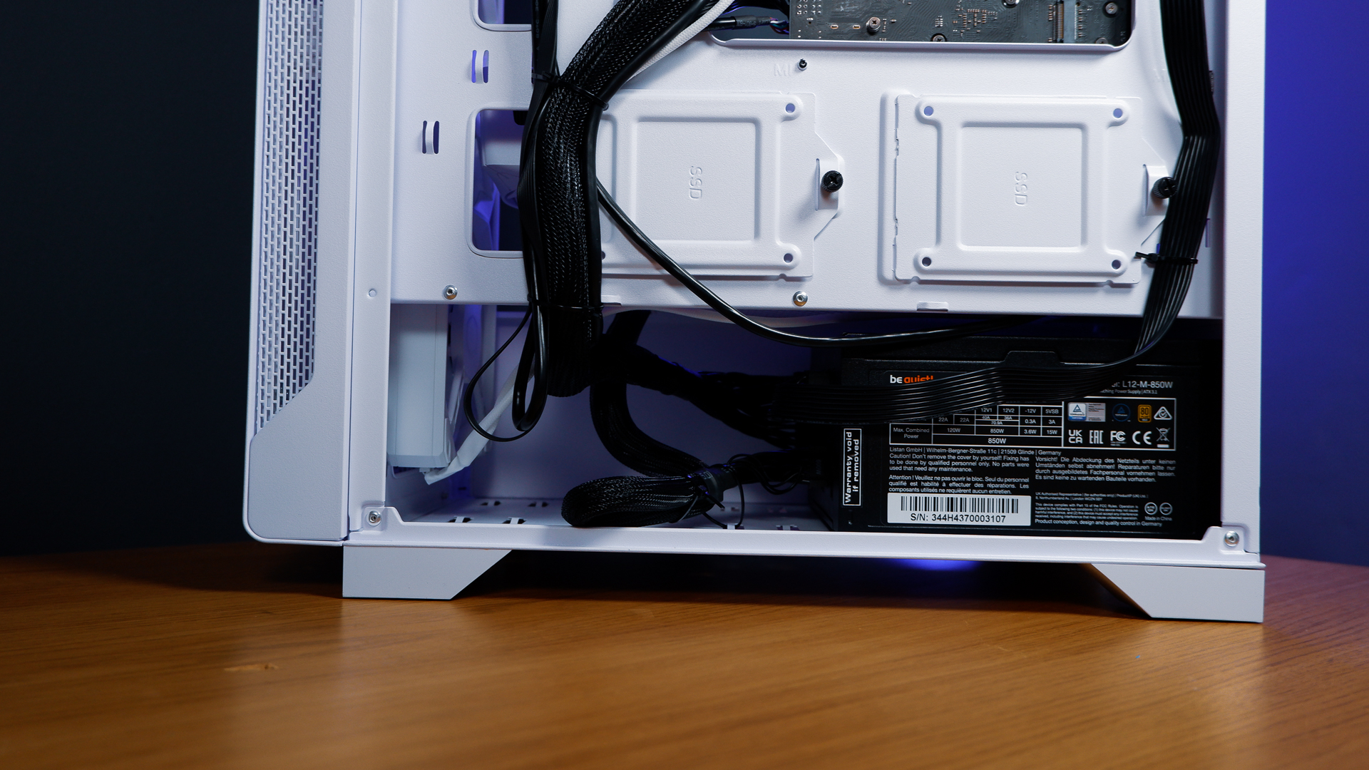 A white gaming PC built using a Thermaltake PC case, Cooler Master fans, and an AMD CPU.