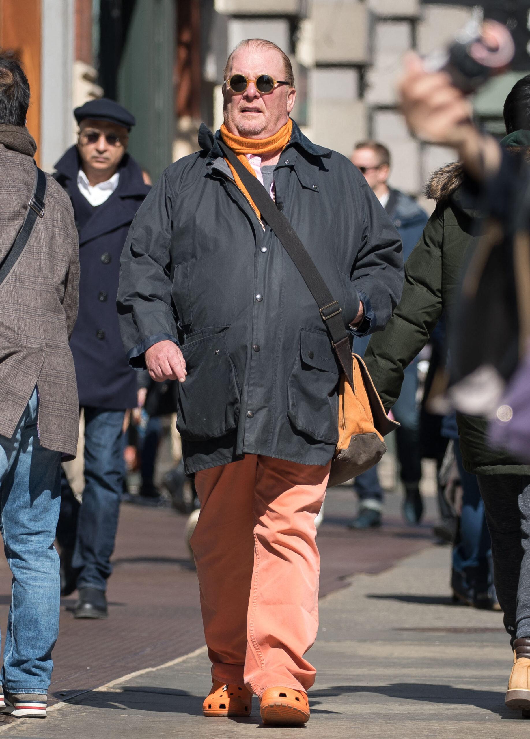 Mario Batali takes family for a lunch in New York.