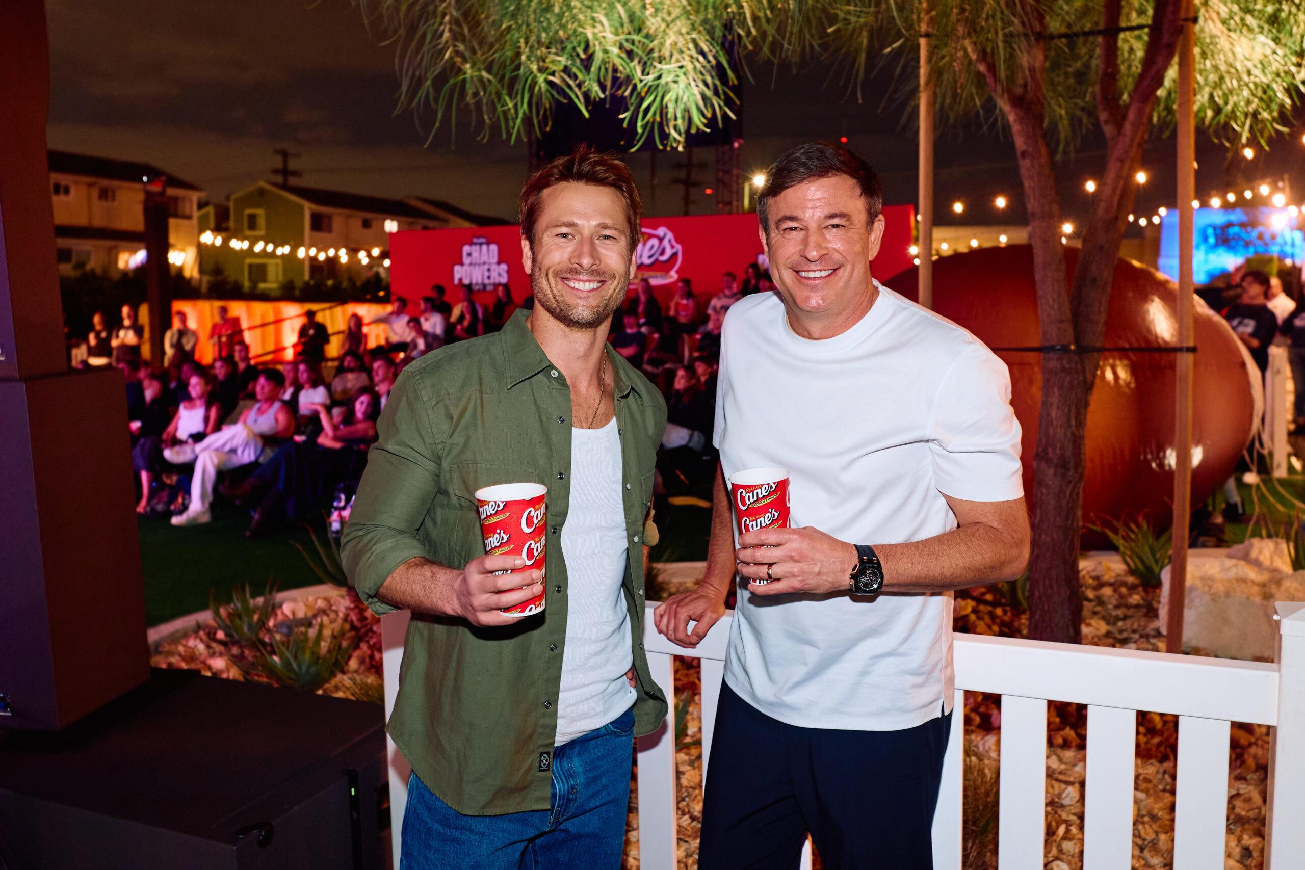Glen Powell and Todd Graves at launch party