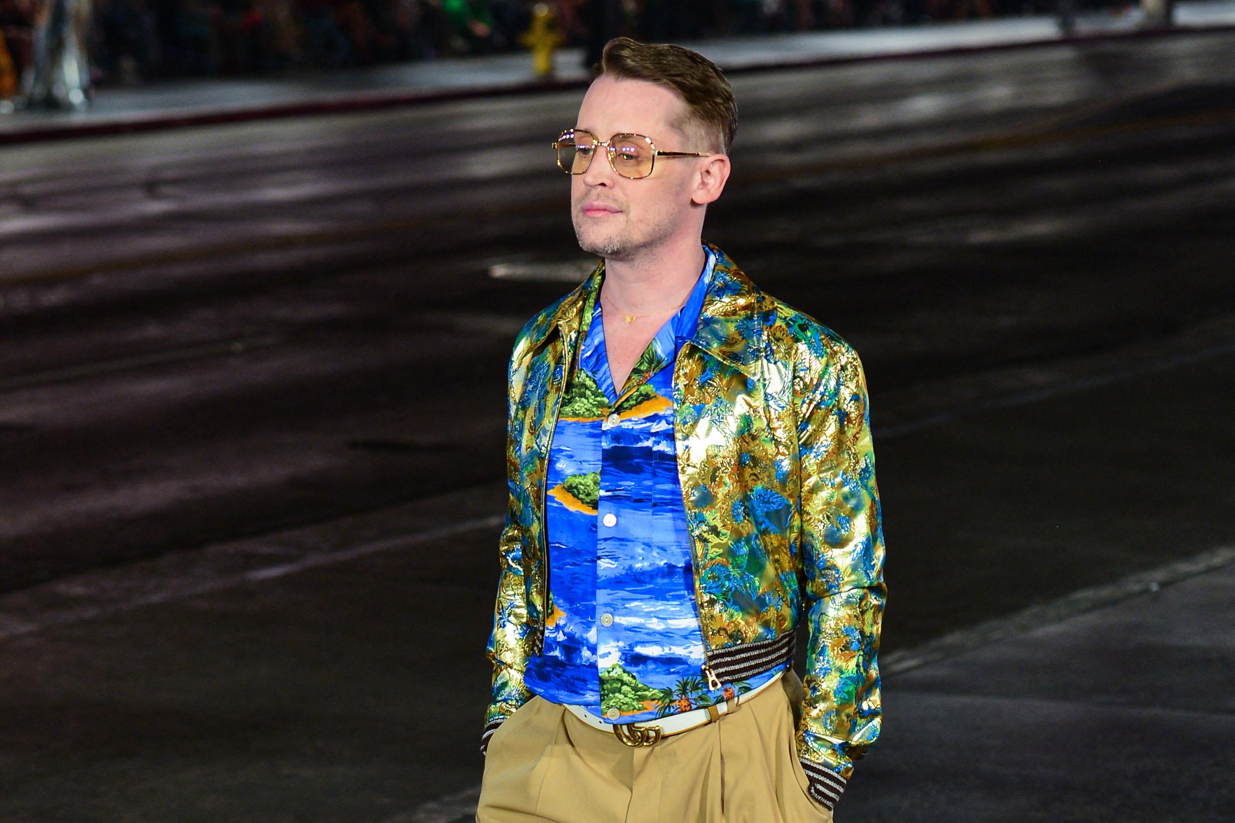 Macaulay Culkin on the Gucci Love Parade runway in 2021