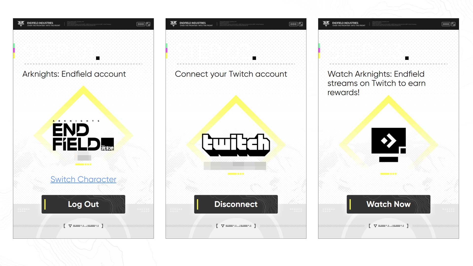 Arknights: Endfield game and Twitch account screen with the 