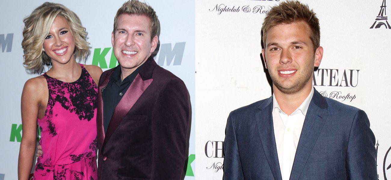 A Photo collage of Savannah, Todd, and Chase Chrisley