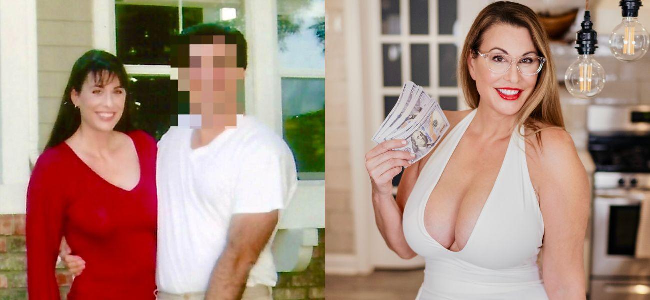 Elaina St. James in her trad era with her then boyfriend (left) Elaina St. James holding money (right)