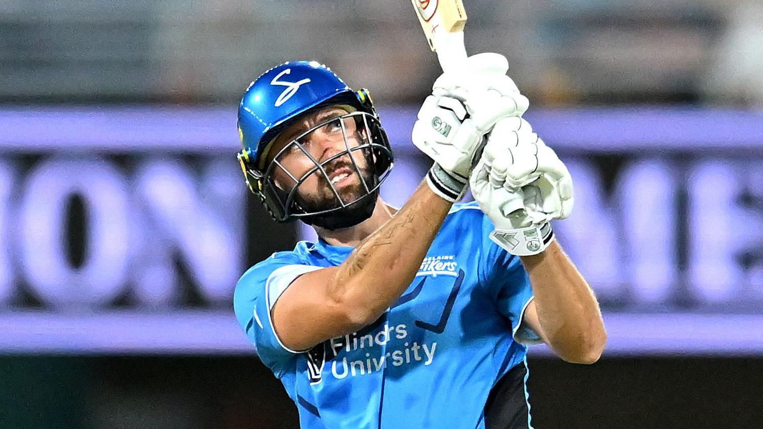 Matt Short hits out for Adelaide Strikers