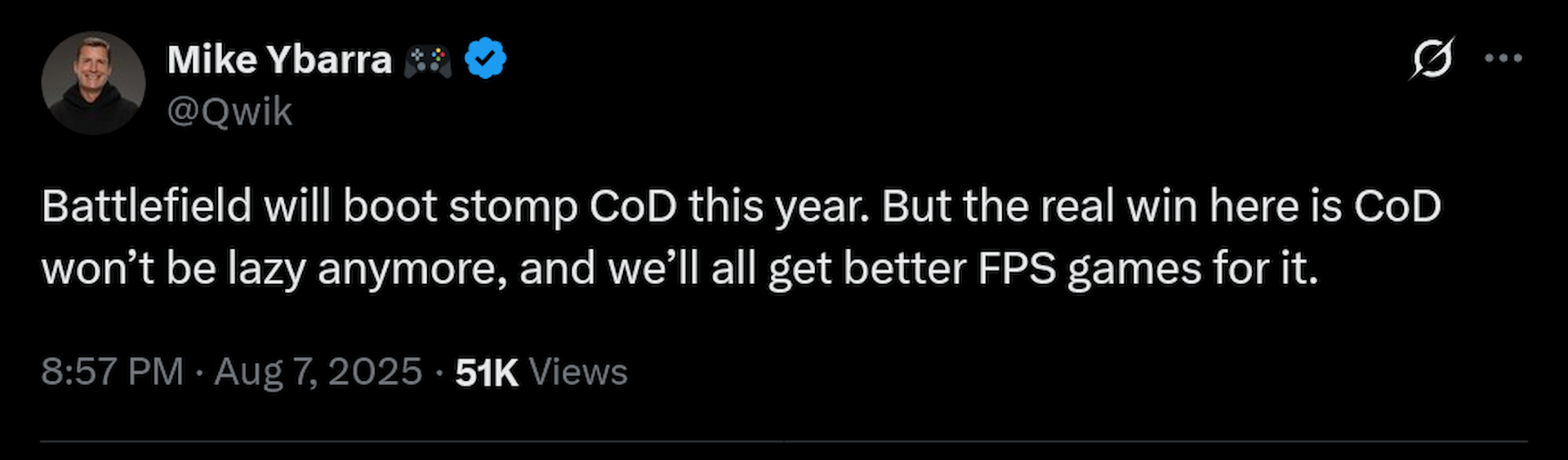 Battlefield will boot stomp CoD this year. But the real win here is CoD won&rsquo;t be lazy anymore, and we&rsquo;ll all get better FPS games for it.