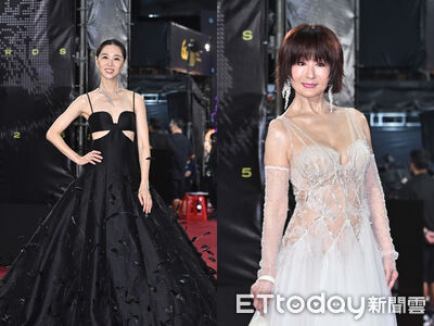 金鐘時尚總覽 ／76歲潘迎紫珍珠白紗驚豔全場！謝盈萱黑天鵝鏤空戰袍超仙