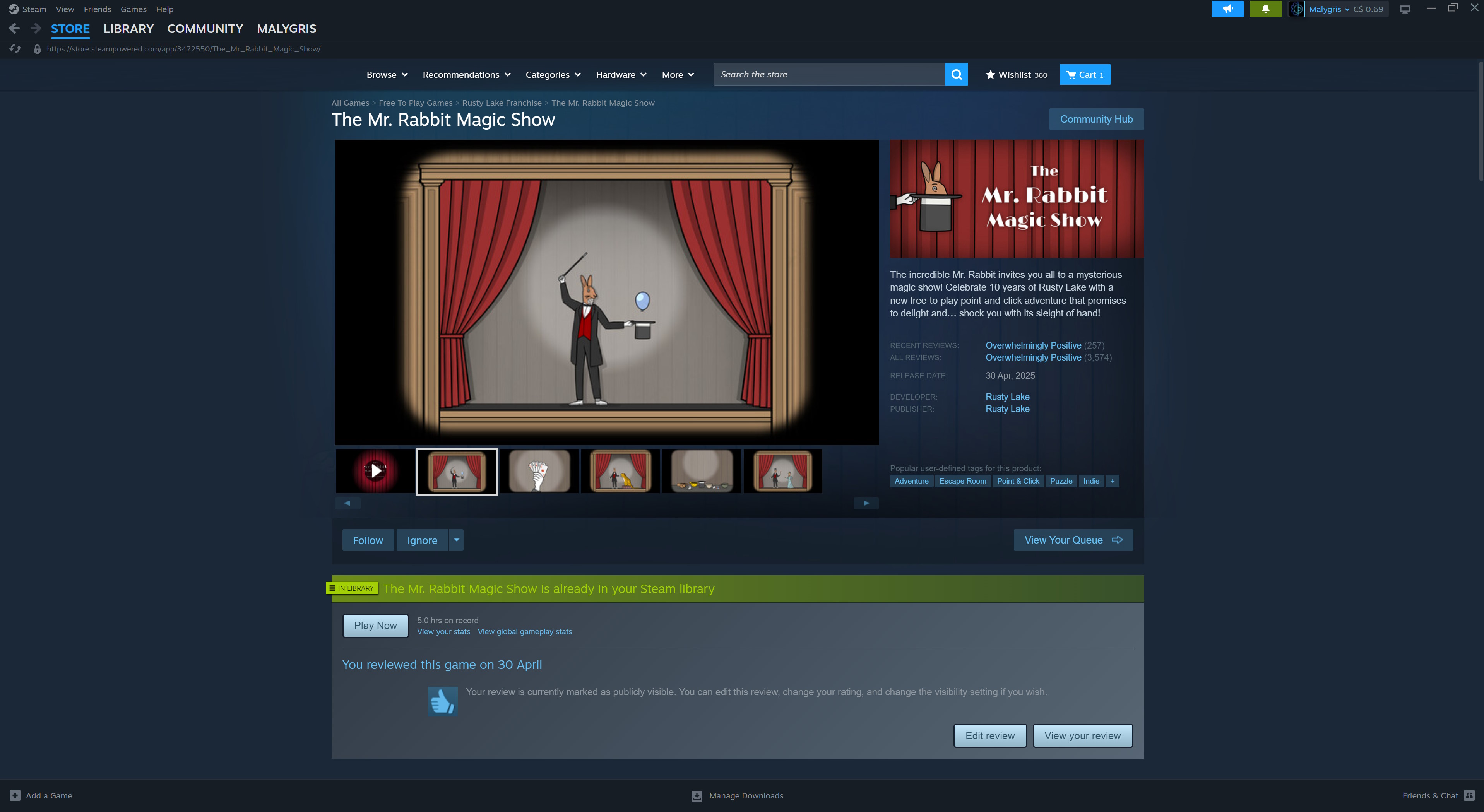Mr Rabbit Magic Show on Steam