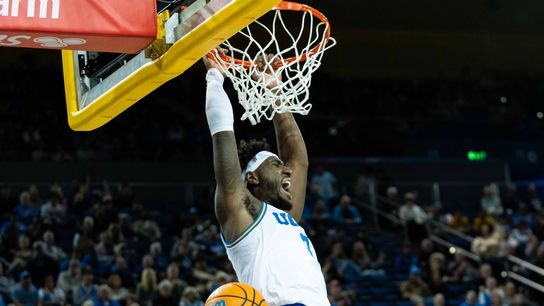 UCLA forward Eric Dailey Jr. (3) dunking the ball during a Big 10 basketball game against Maryland, Saturday , January 10th, 2025 in Los Angeles, California