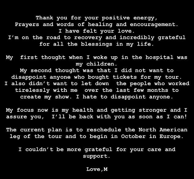 Madonna Post after recovery