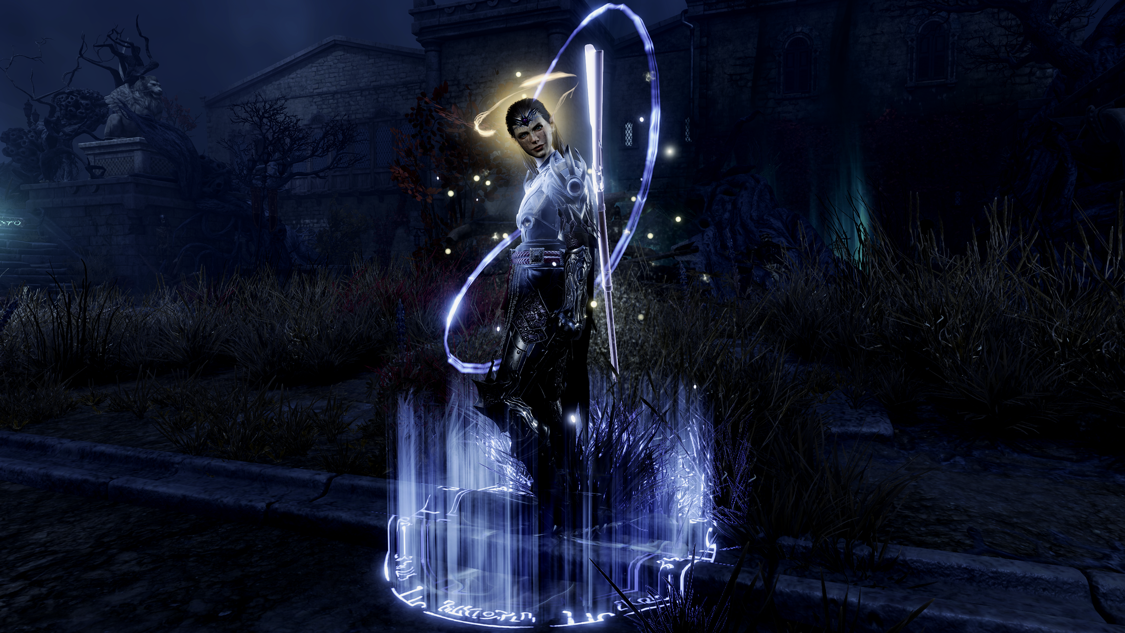 Vintage Firearms Mod for Baldur's Gate 3 image showing Ellowen a Gloom Stalker ranger posing with her repeating rifle.