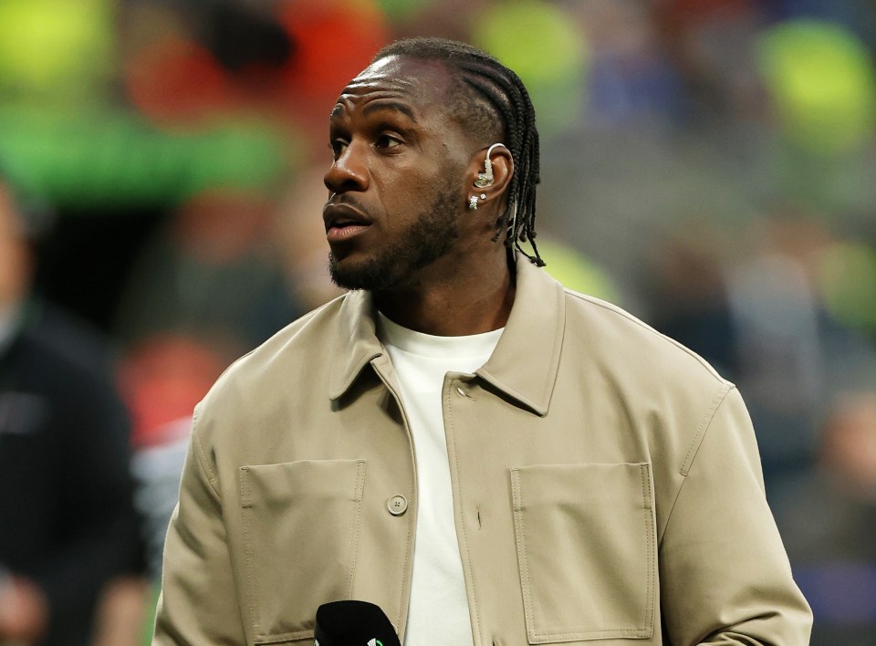 WROCLAW, POLAND - MAY 28: Pundit Michail Antonio of West Ham United looks on ahead of the UEFA Conference League Final 2025 between Real Betis Balompie and Chelsea FC at Stadion Wroclaw on May 28, 2025 in Wroclaw, Poland. (Photo by Richard Heathcote/Getty Images)