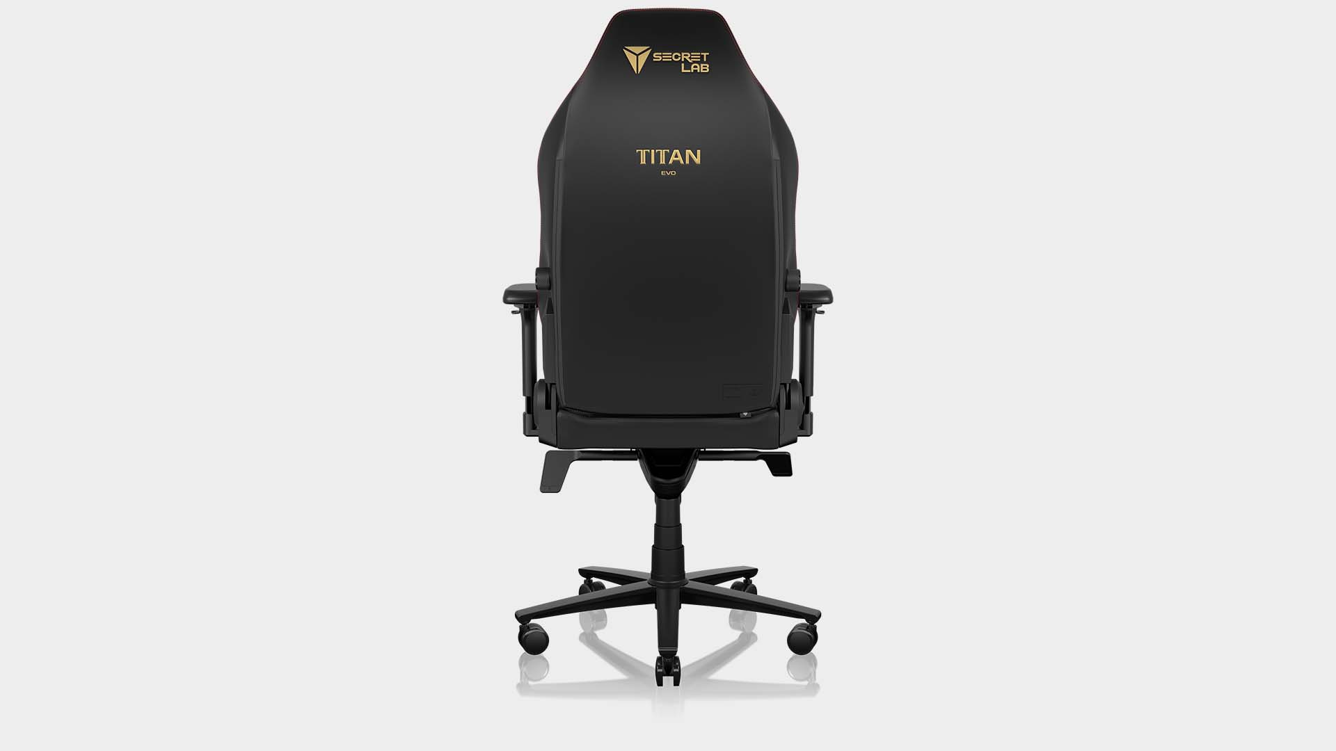 Secretlab Titan Evo 2022 gaming chair on a grey background at various 360&deg; angles.