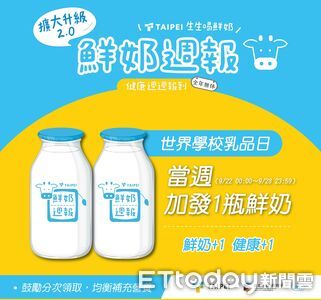 北市「生生喝鮮奶」下周加碼　2到12歲學童每人可領2瓶
