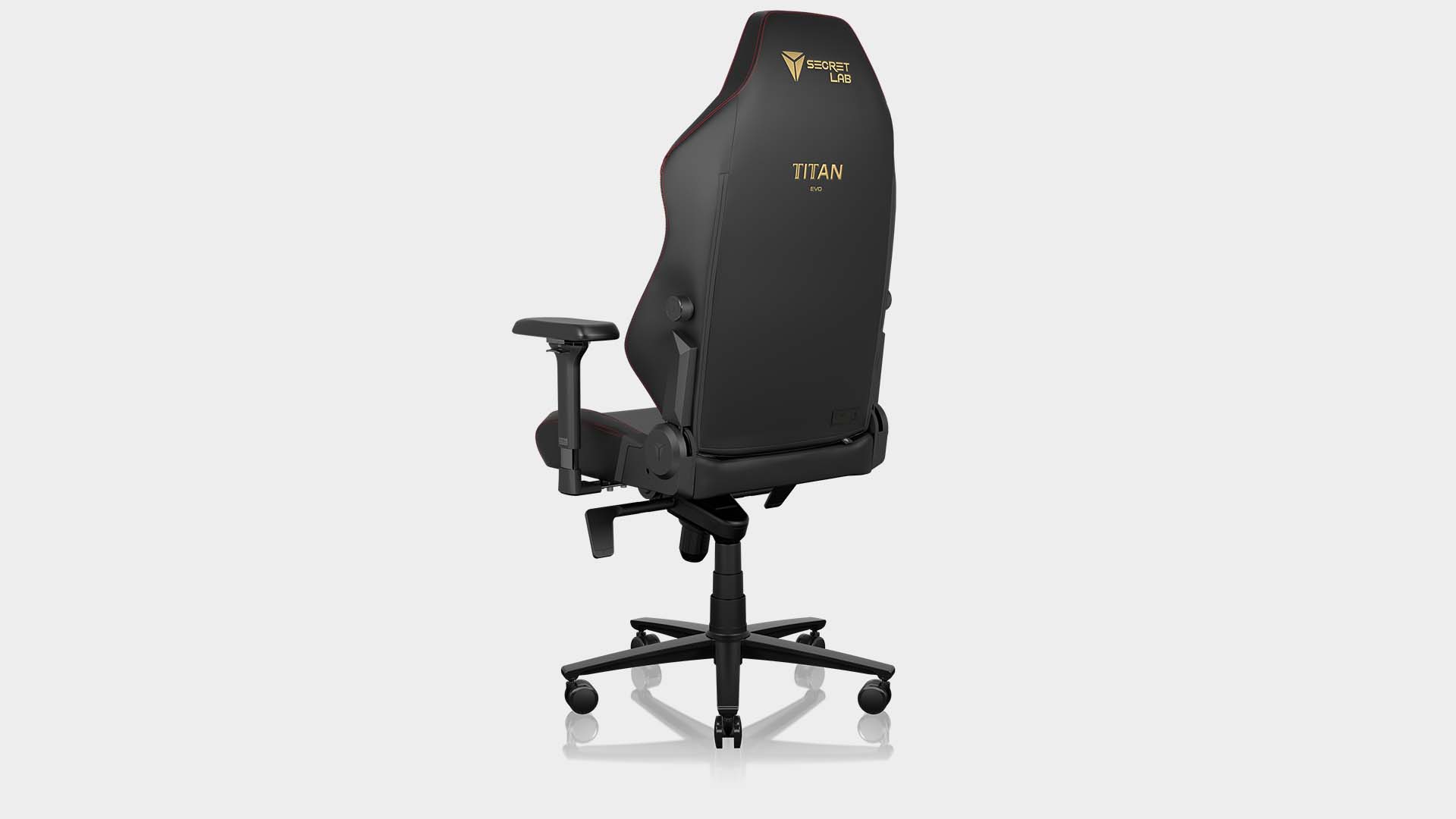 Secretlab Titan Evo 2022 gaming chair on a grey background at various 360&deg; angles.
