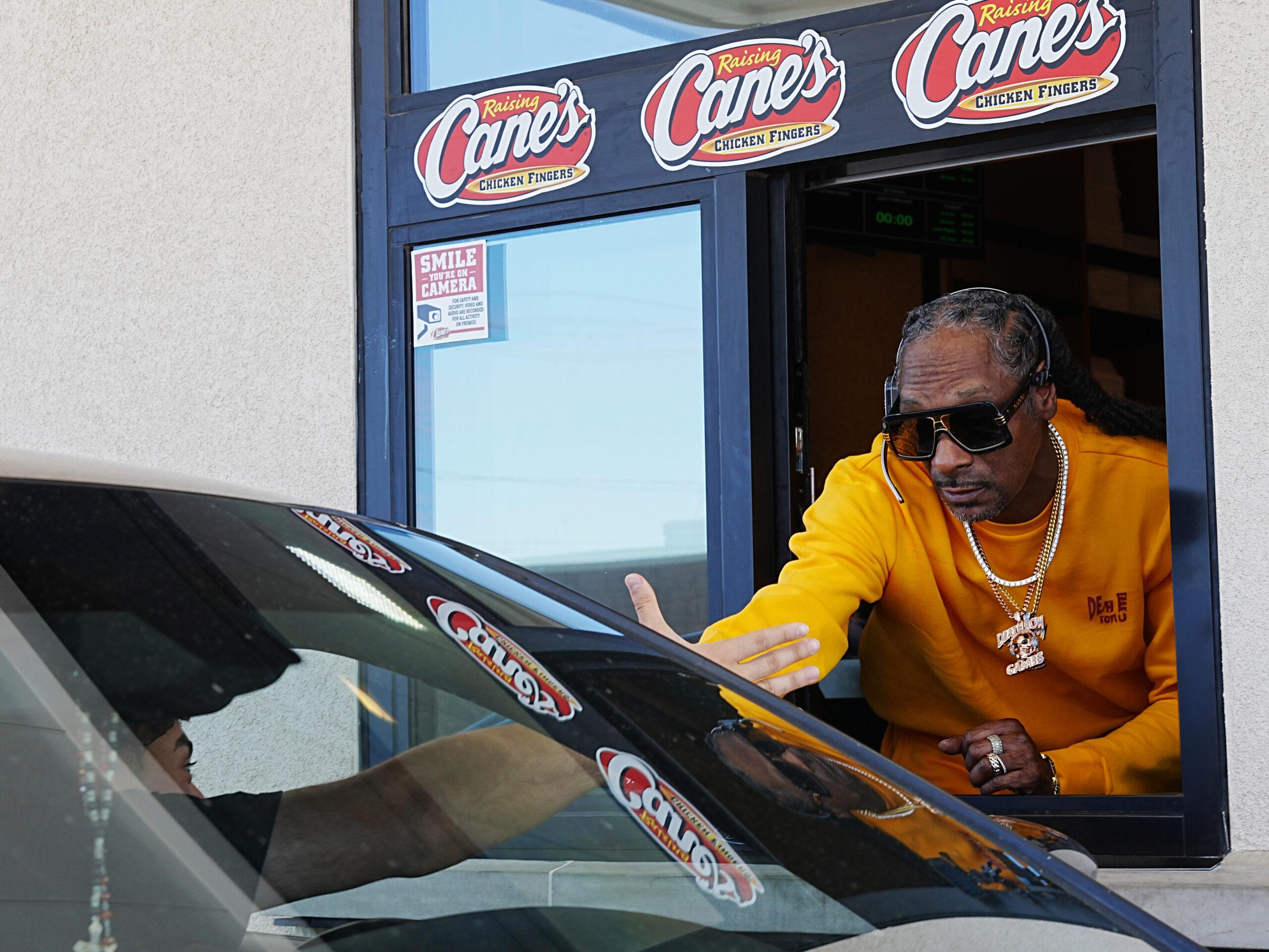 Snoop Dogg at Raising Cane's drive-thru