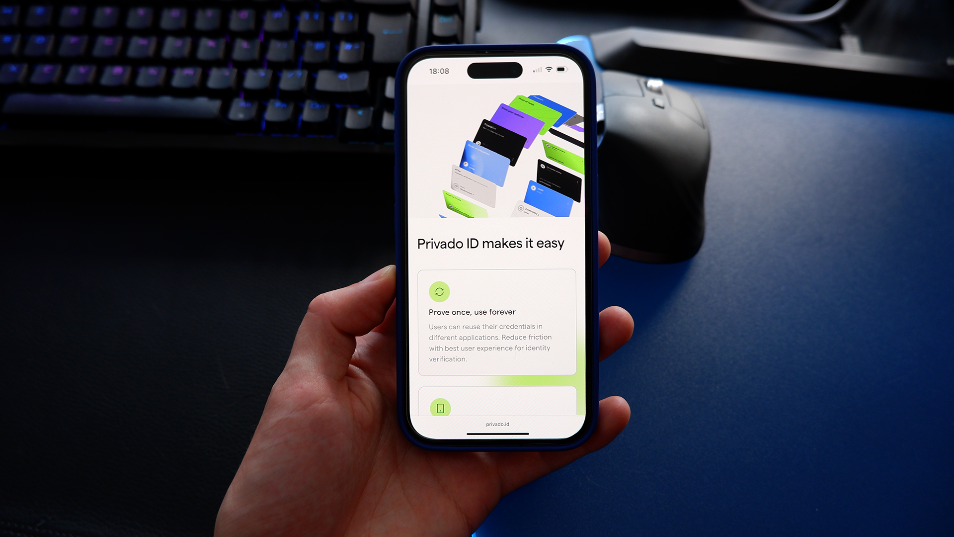 The Privado ID homepage open on an iPhone.