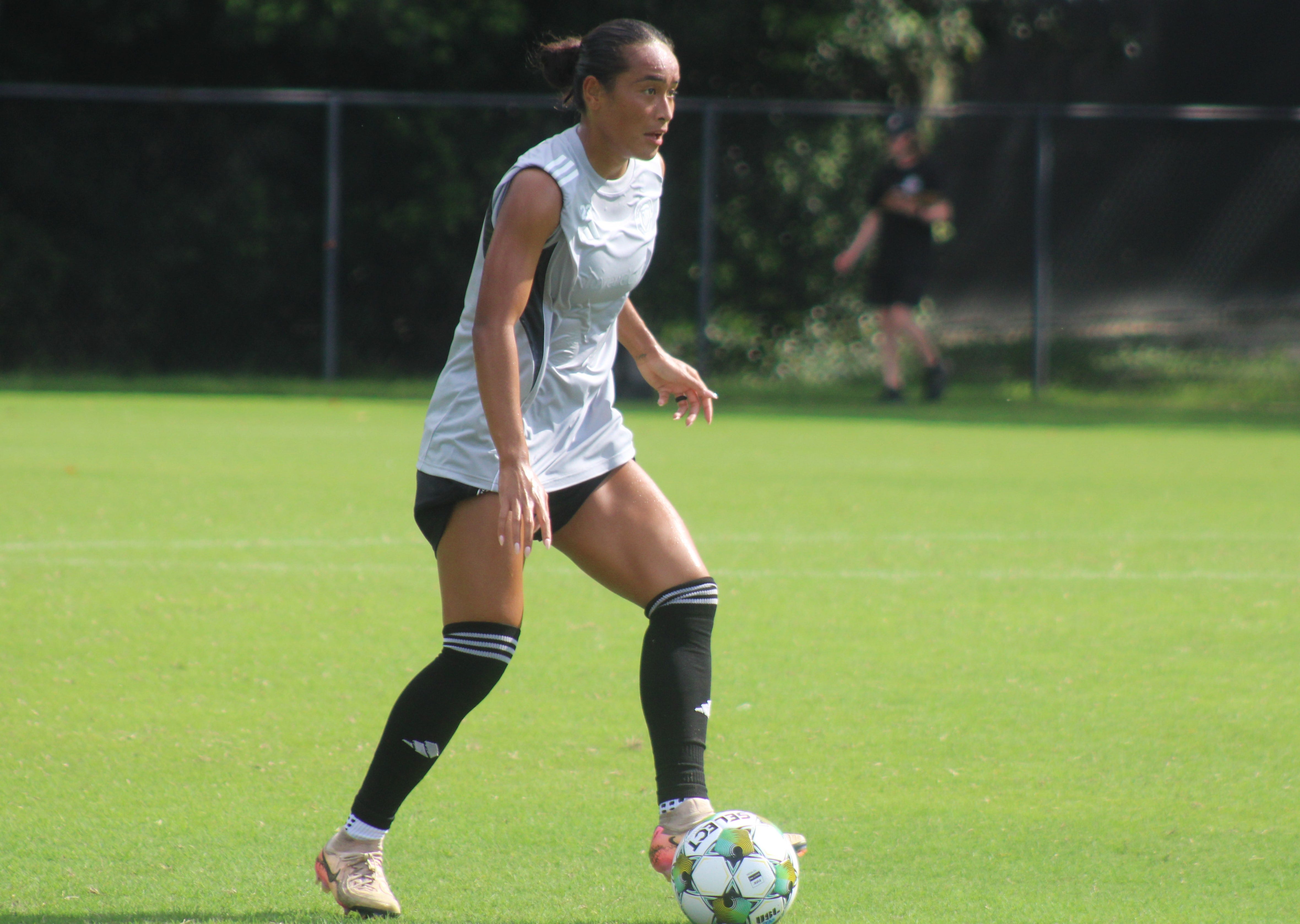 Defender Daviana Vaka (23) controls the ball during Sporting Club Jacksonville women's soccer practice.