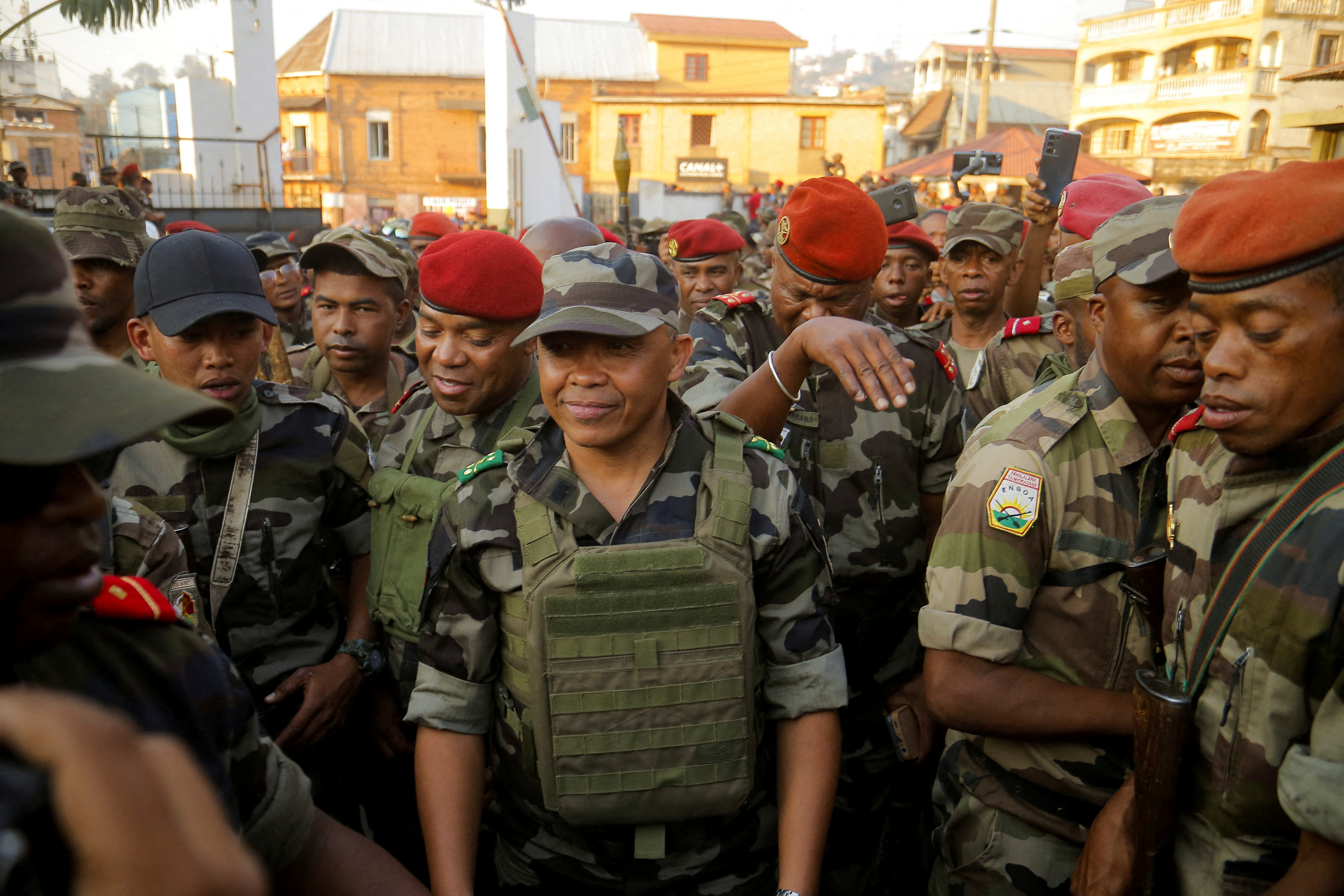 FILE PHOTO: Malagasy military base welcomes Colonel Michael Randrianirina after he says he takes power during a nationwide youth-led protest over frequent power outages and water shortages, in Antananarivo, Madagascar, October 14, 2025. REUTERS/Zo Andrianjafy/File Photo