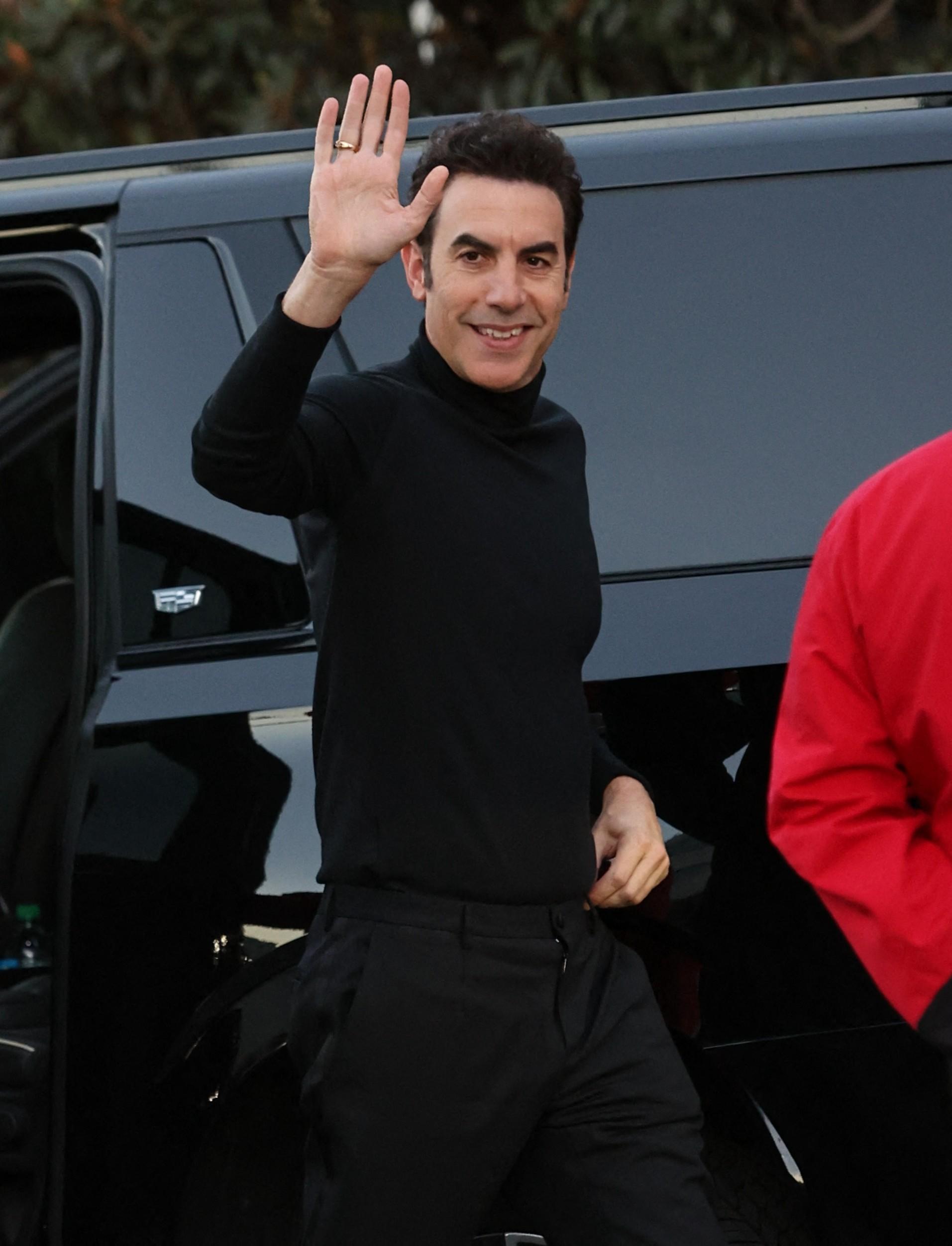 Sacha Baron Cohen seen arriving together with Sarah Silverman to the Academy of Motion Picture Gala