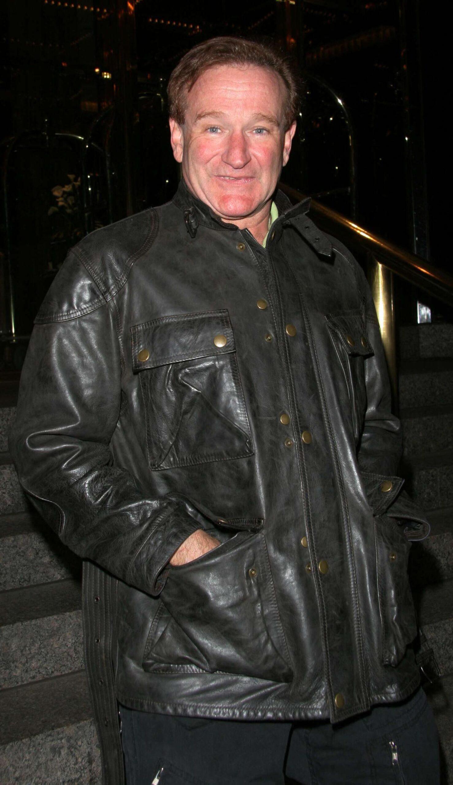 Robin Williams in leather jacket