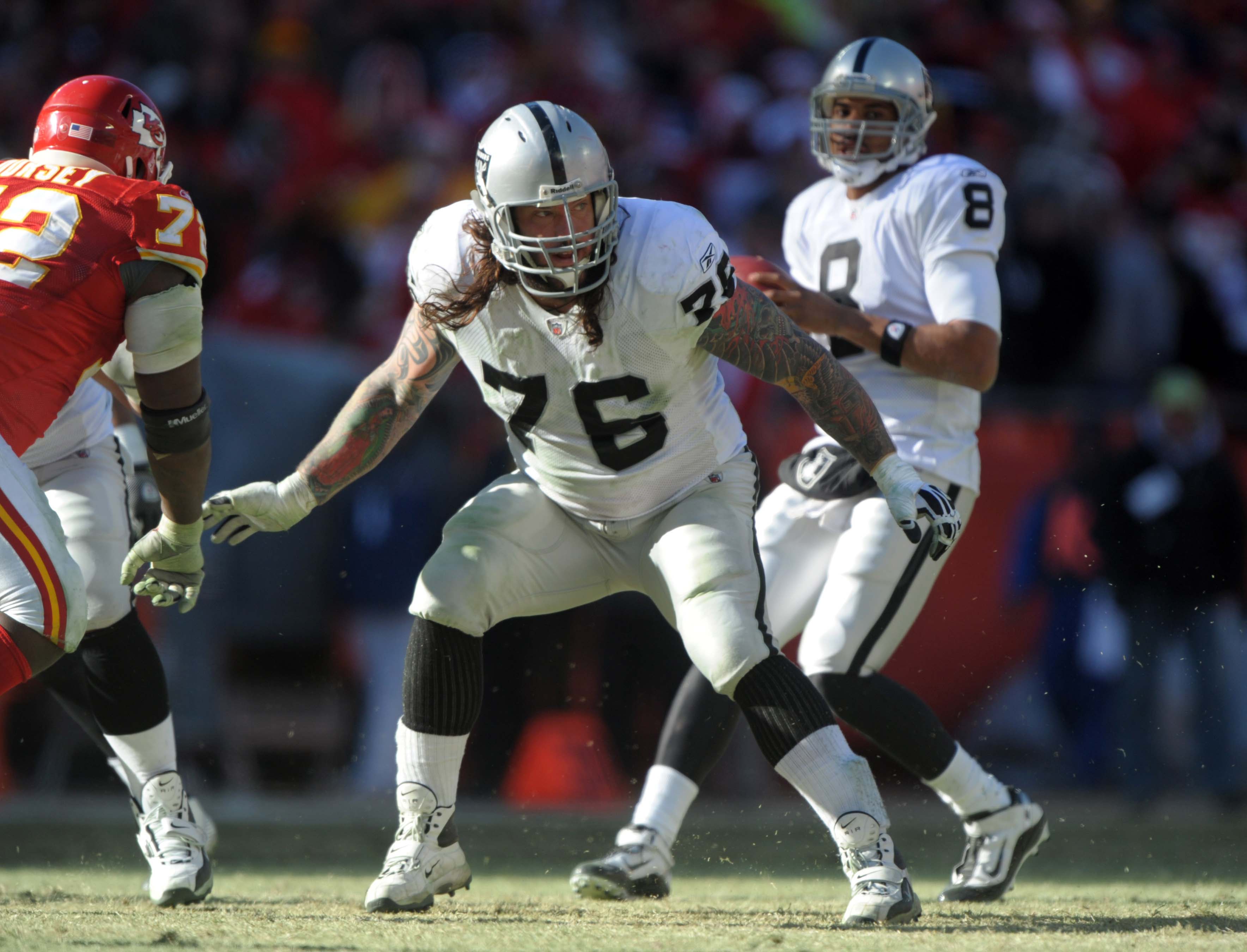 Oakland Raiders lineman Robert Gallery during the game against the Kansas City Chiefs at Arrowhead Stadium.