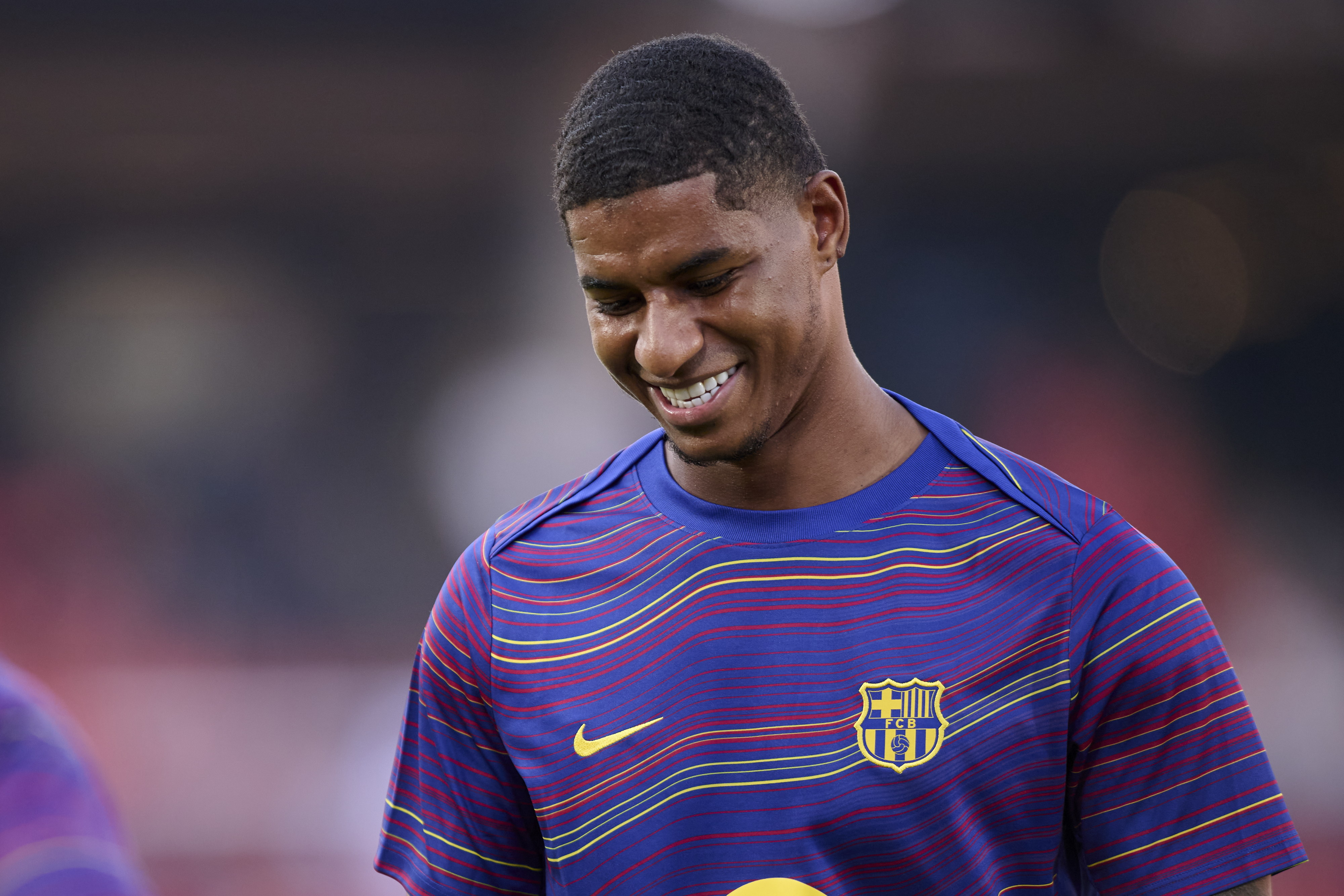MALLORCA, SPAIN - AUGUST 16: Marcus Rashford of FC Barcelona warms up prior to the LaLiga EA Sports match between RCD Mallorca and FC Barcelona at Estadio de Son Moix on August 16, 2025 in Mallorca, Spain. (Photo by Cristian Trujillo/Quality Sport Images/Getty Images)